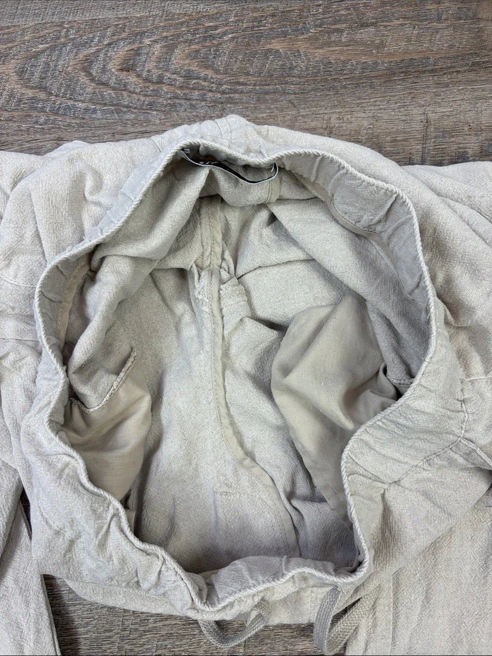 Zara Linen Blend Drawstring Jogger Pants Beige Men’s Medium